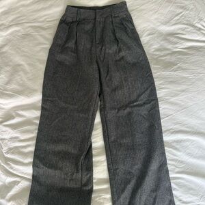 Commense Black and White Herringbone Trousers